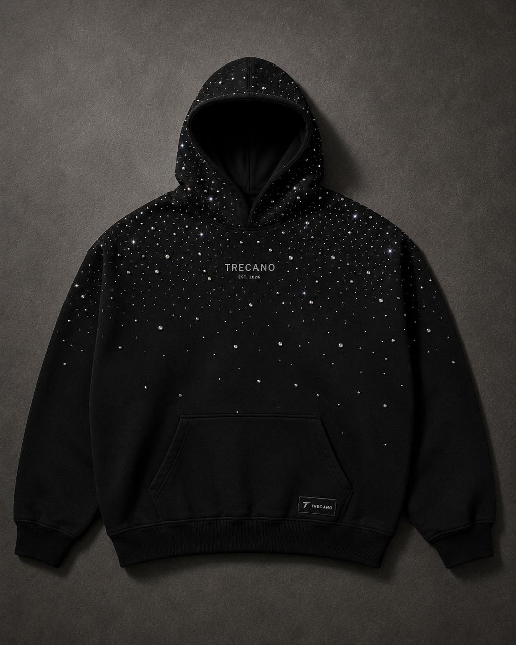 Midnight Crystal Studded Hoodie – Black